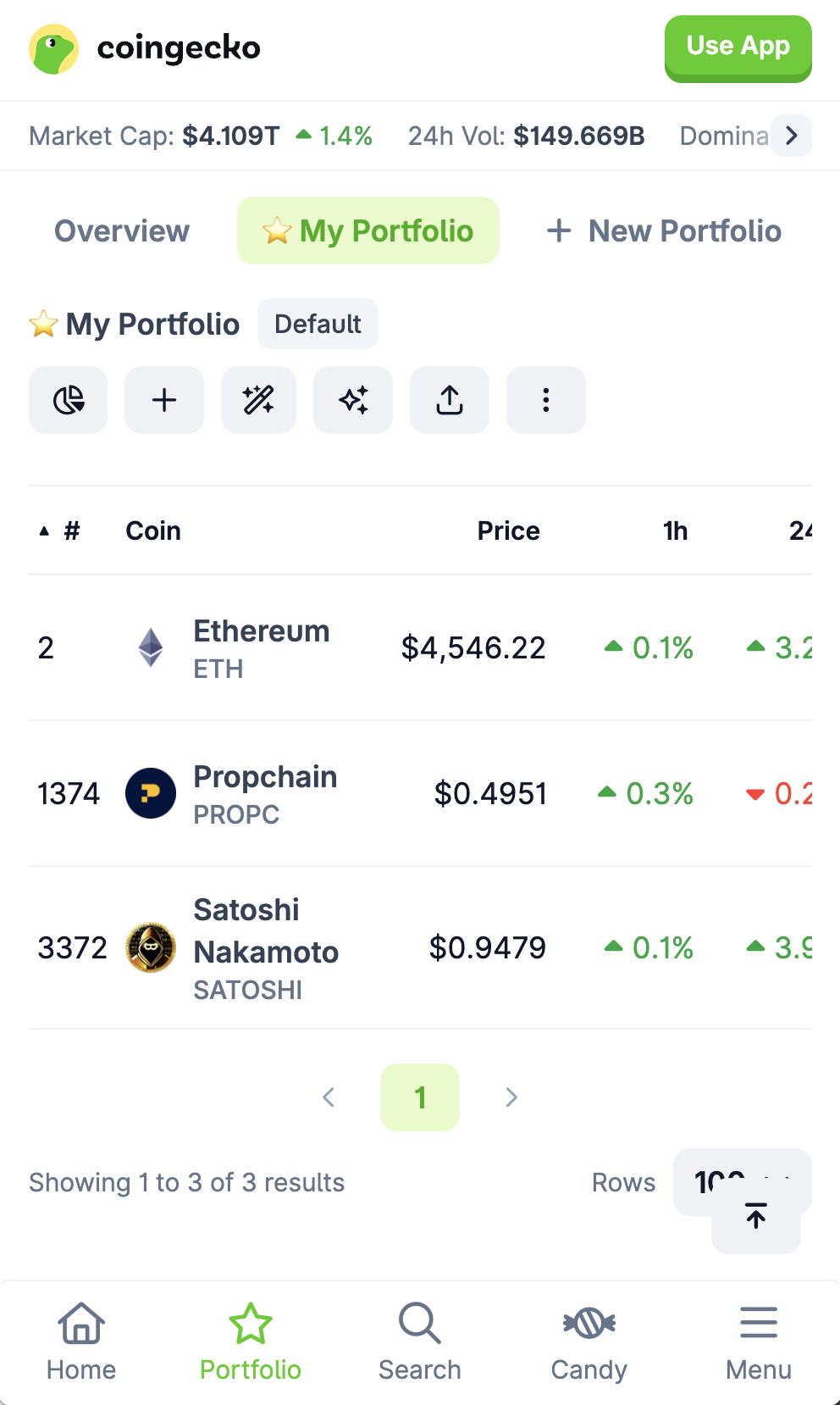 CoinGecko Portfolio Proof Example