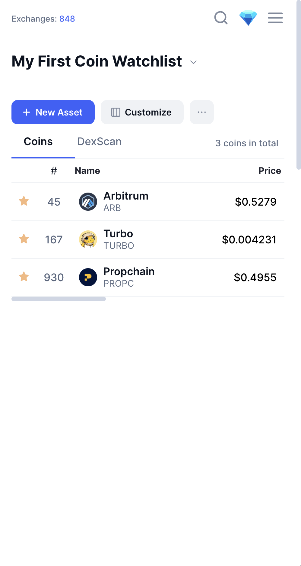 Coin Market Cap Watchlist Proof Example